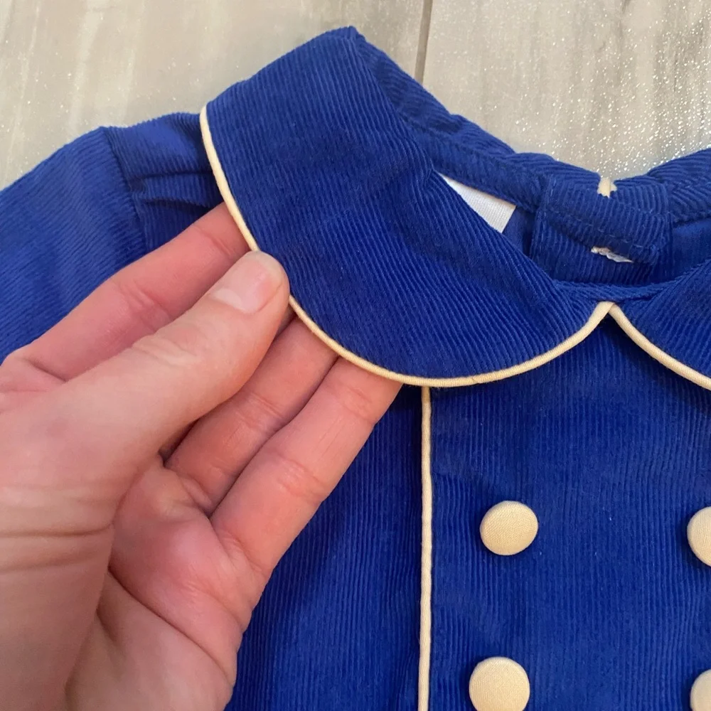 NWT Baby Blessings Royal Blue Corduroy Classic Nathan Romper Jumpsuit boys 24M